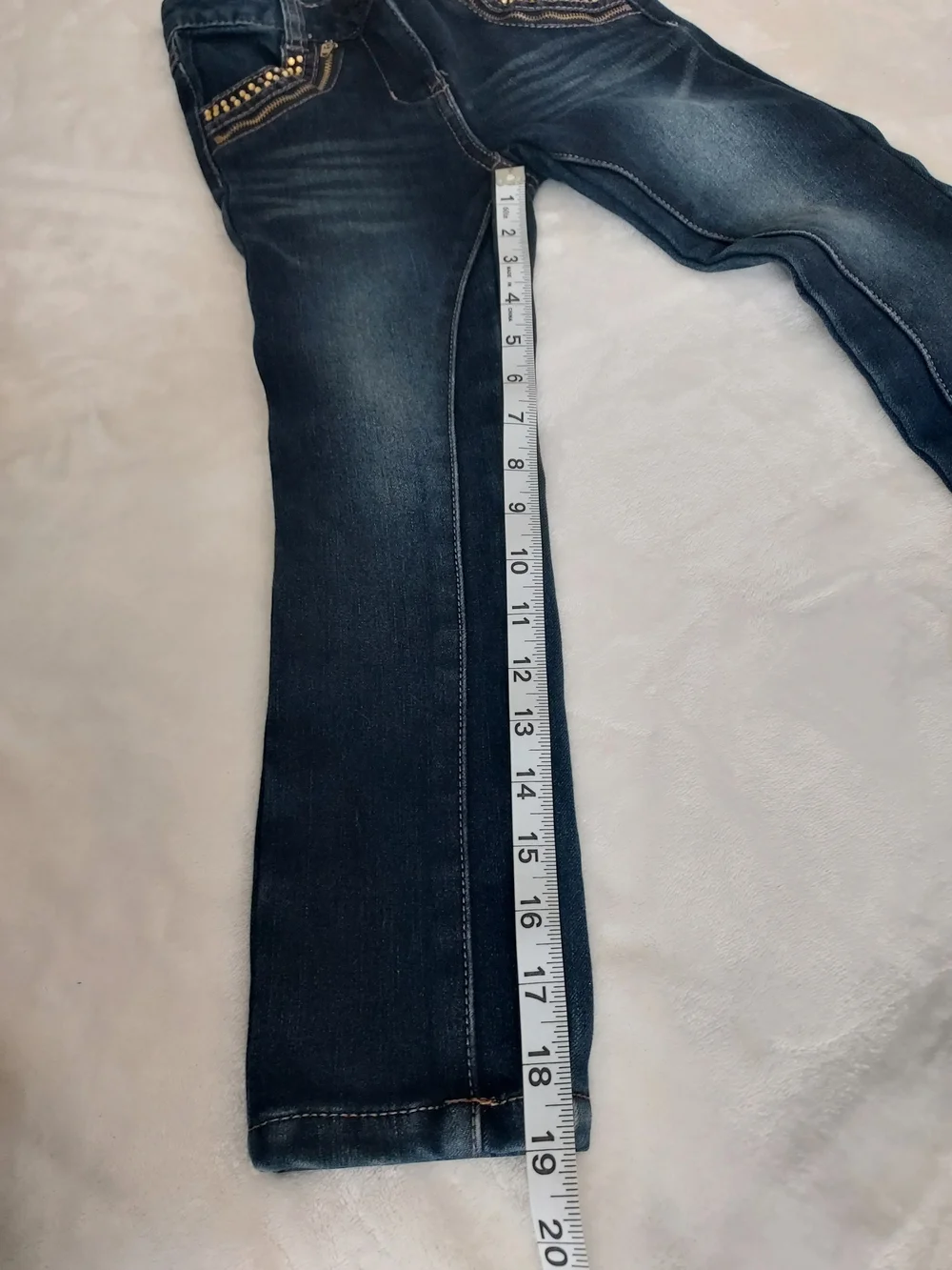 Girls' Dark Wash Size 6X-7 Thick Sparkle Bling Embellished Stretch Skinny Jeans